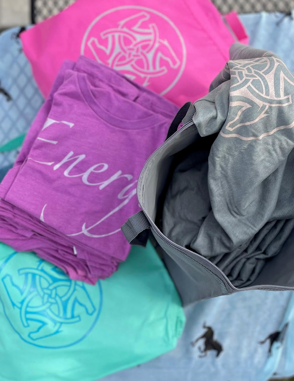 BHE Logo Tote Bag - Light Teal with Cerulean Blue Shimmer Ink