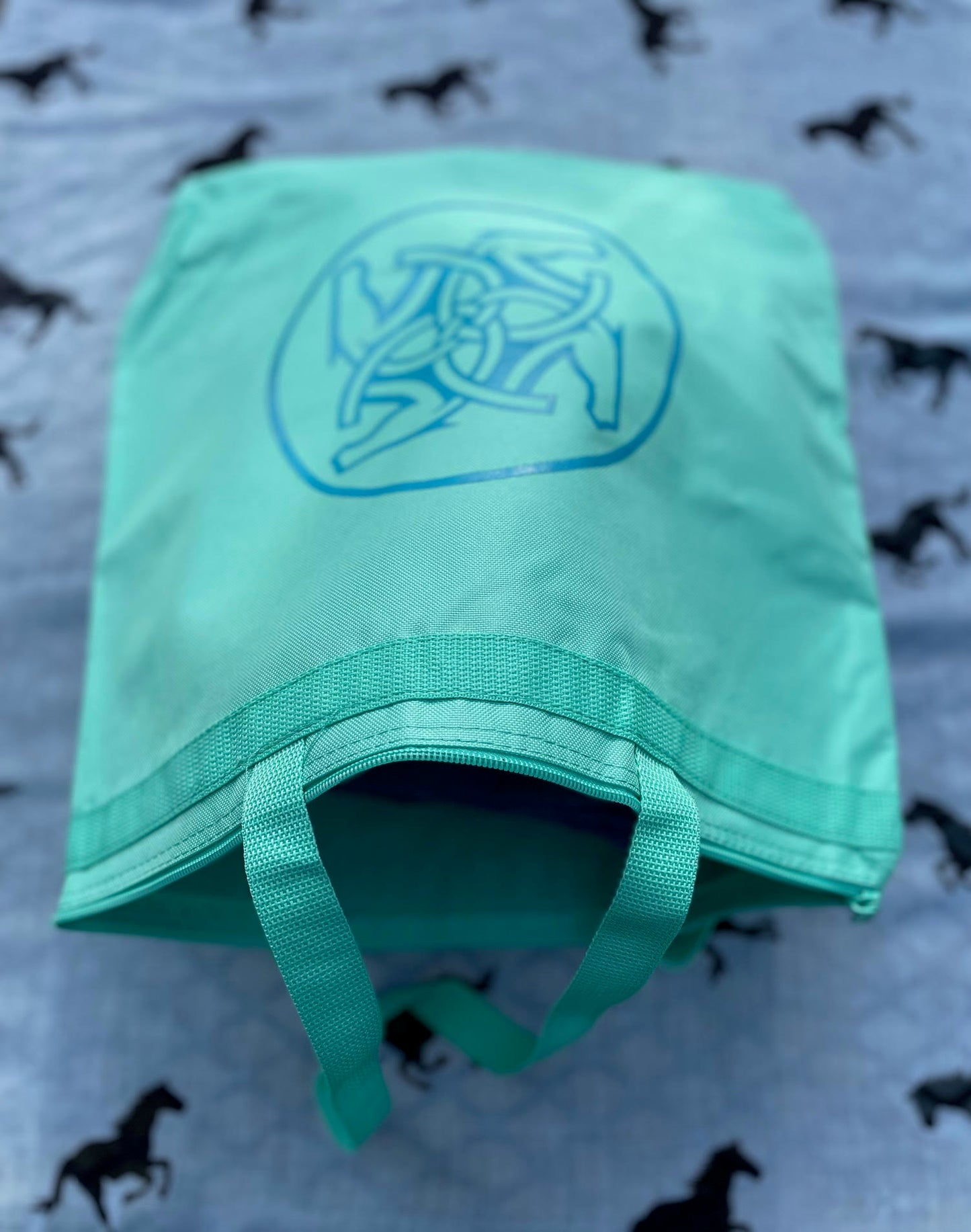 BHE Logo Tote Bag - Light Teal with Cerulean Blue Shimmer Ink