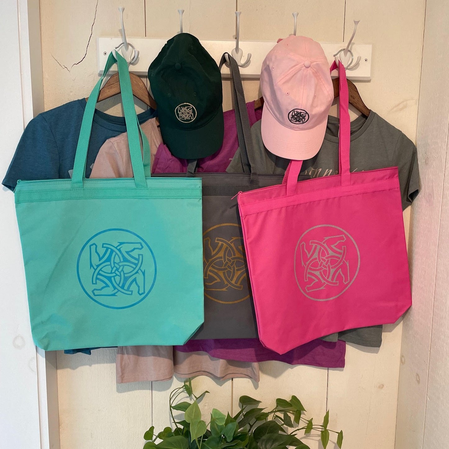 BHE Logo Tote Bag - Bright Pink with Silver Shimmer Ink