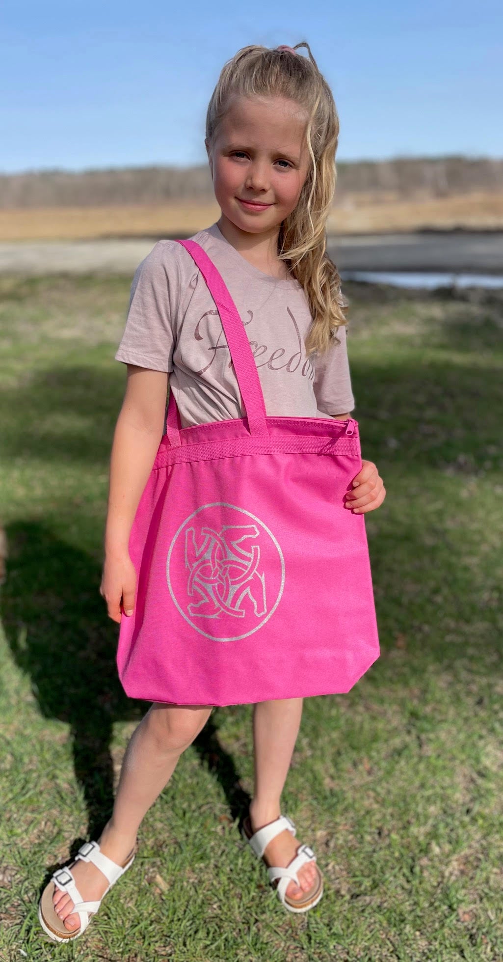 BHE Logo Tote Bag - Bright Pink with Silver Shimmer Ink