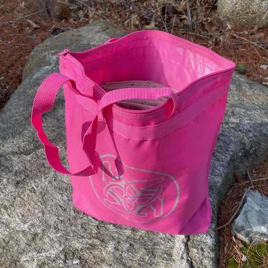 BHE Logo Tote Bag - Bright Pink with Silver Shimmer Ink
