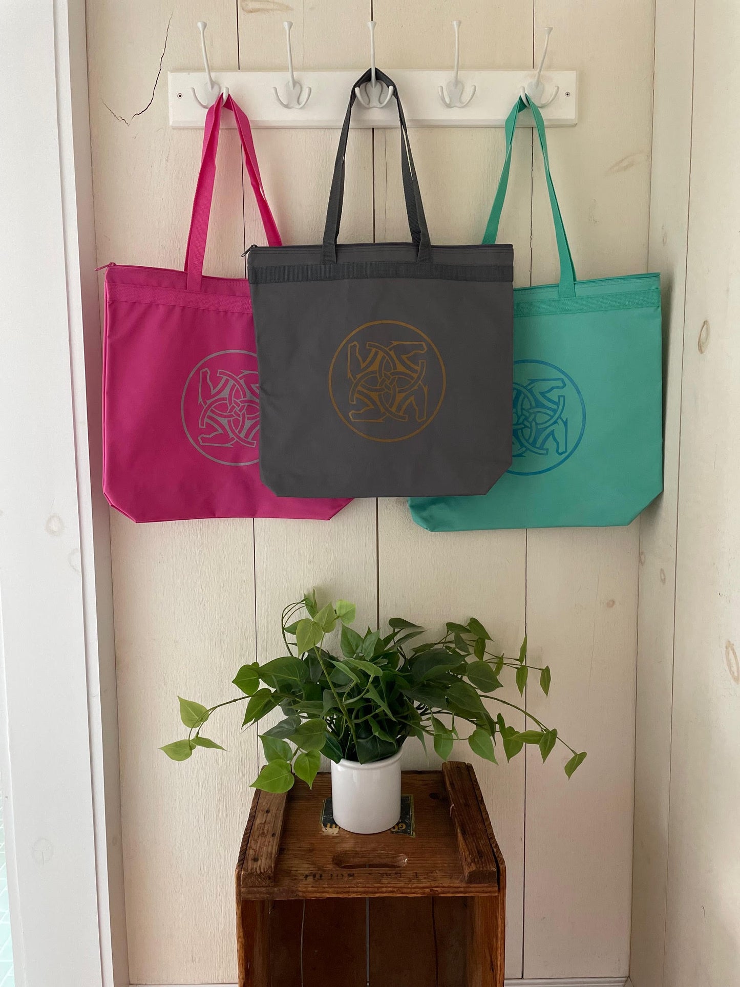 BHE Logo Tote Bag - Bright Pink with Silver Shimmer Ink
