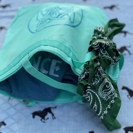 BHE Logo Tote Bag - Light Teal with Cerulean Blue Shimmer Ink