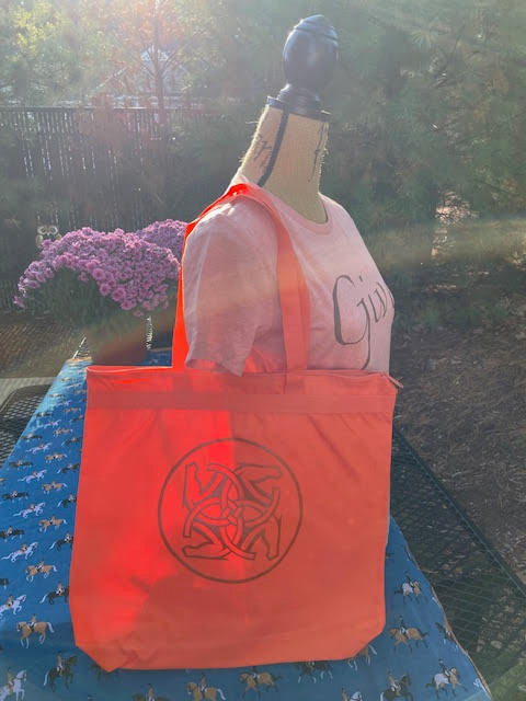 BHE Logo Tote Bag - Orange with Dark Copper Shimmer Ink