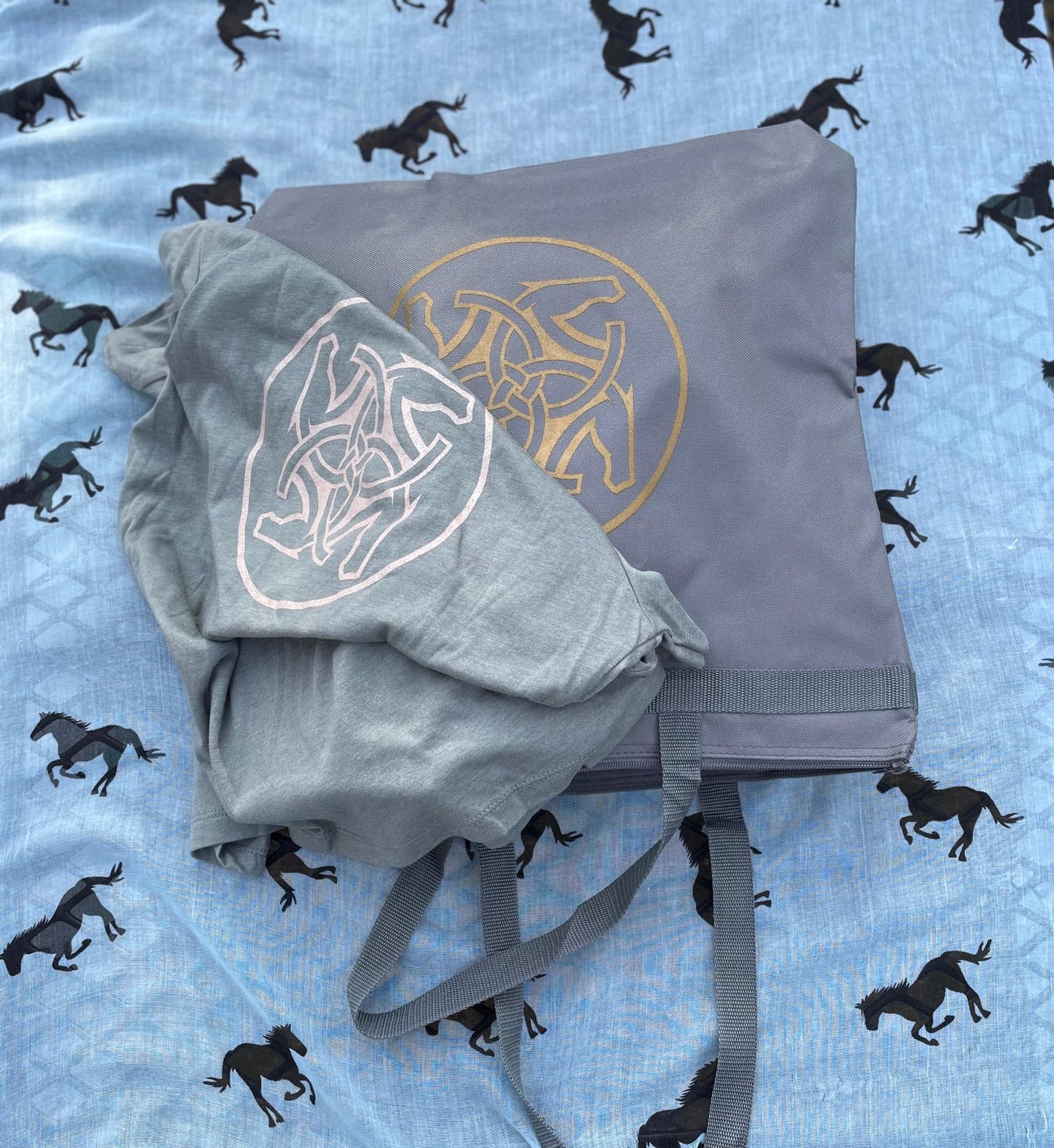BHE Logo Tote Bag - Dark Gray with Gold Shimmer Ink
